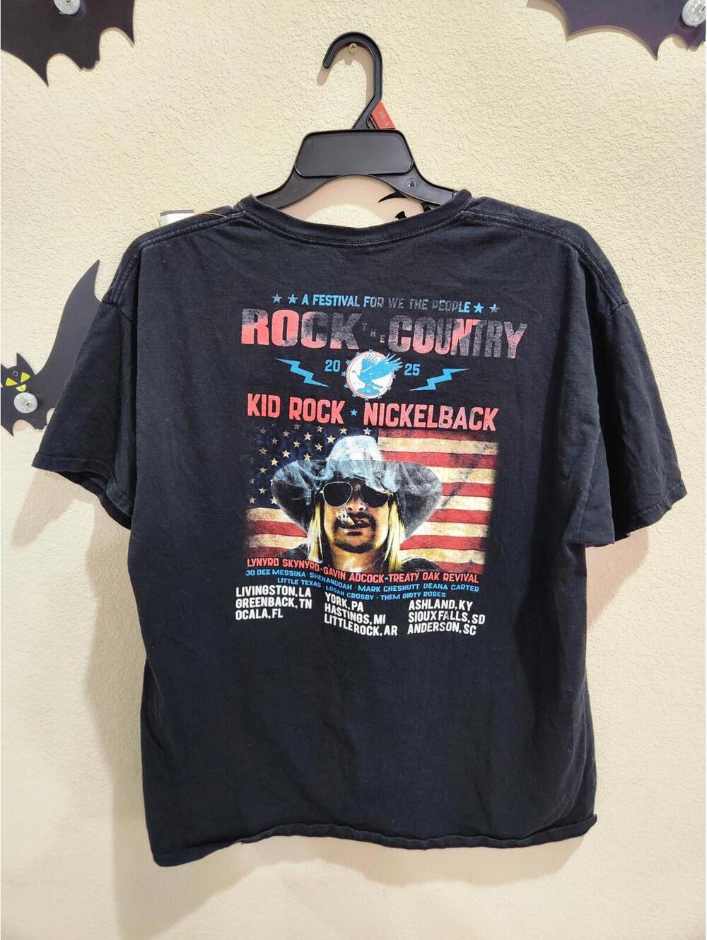 Kid Rock & Nickelback Concert Rock the Country Shirt t-shirt tees Size XL Black